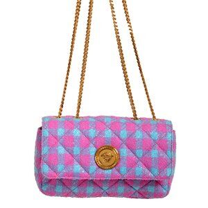 Versace Women's Wool Lurex Jacquard Gold Medusa Quilted Handbag Shoulder Bag